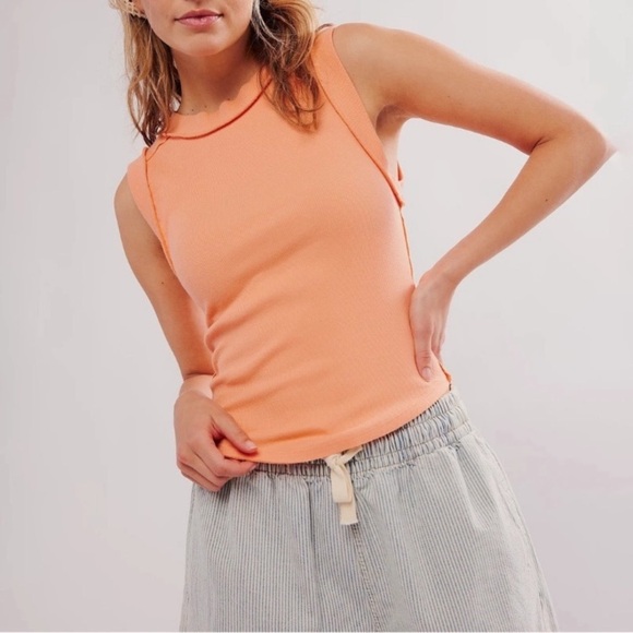 Free People Tops - Free People Kate Tank Top Orange Seltzer Size XL Stretch